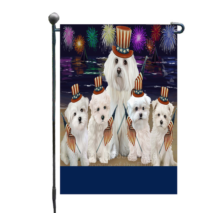 Personalized 4th of July Firework Maltese Dogs Custom Garden Flags GFLG-DOTD-A57976
