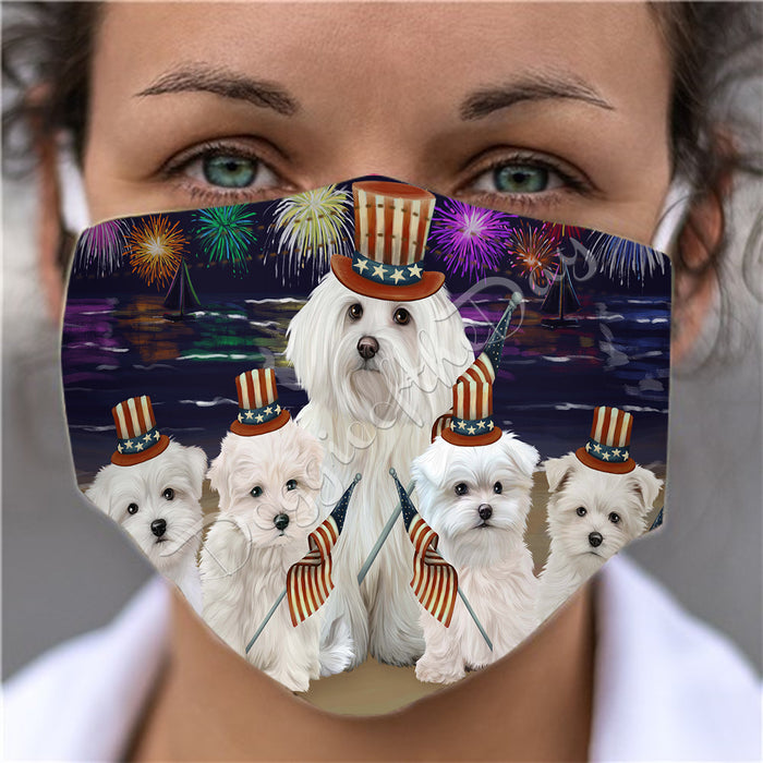 4th of July Independence Day Maltese Dogs Face Mask FM49420