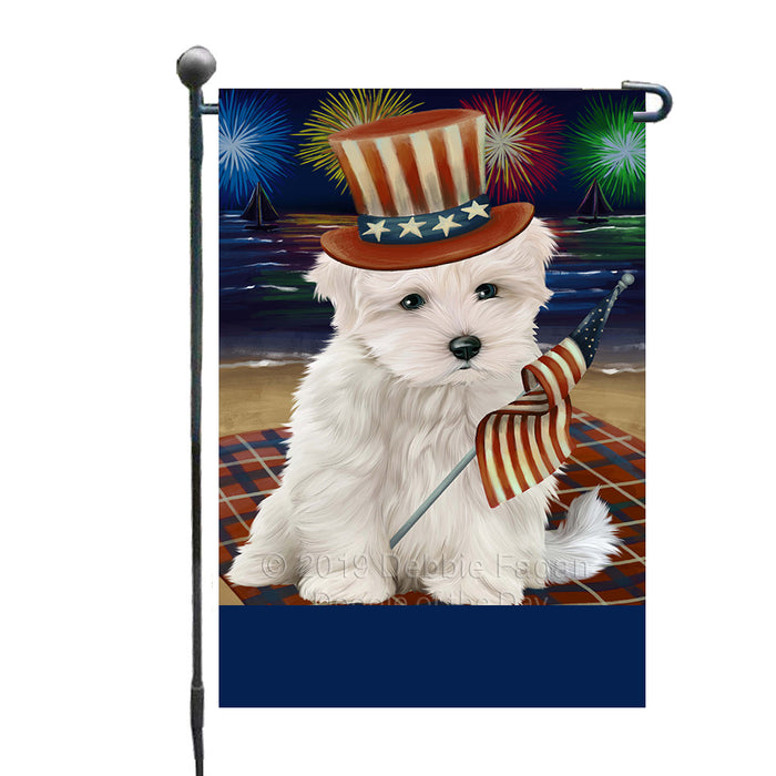 Personalized 4th of July Firework Maltese Dog Custom Garden Flags GFLG-DOTD-A57977