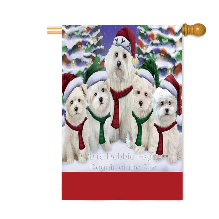 Personalized Christmas Happy Holidays Maltese Dogs Family Portraits Custom House Flag FLG-DOTD-A59187
