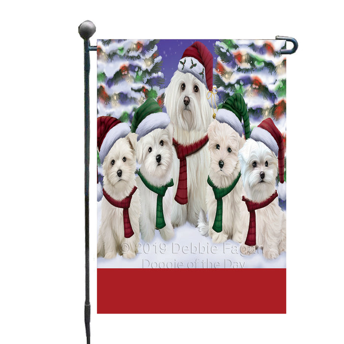 Personalized Christmas Happy Holidays Maltese Dogs Family Portraits Custom Garden Flags GFLG-DOTD-A59131