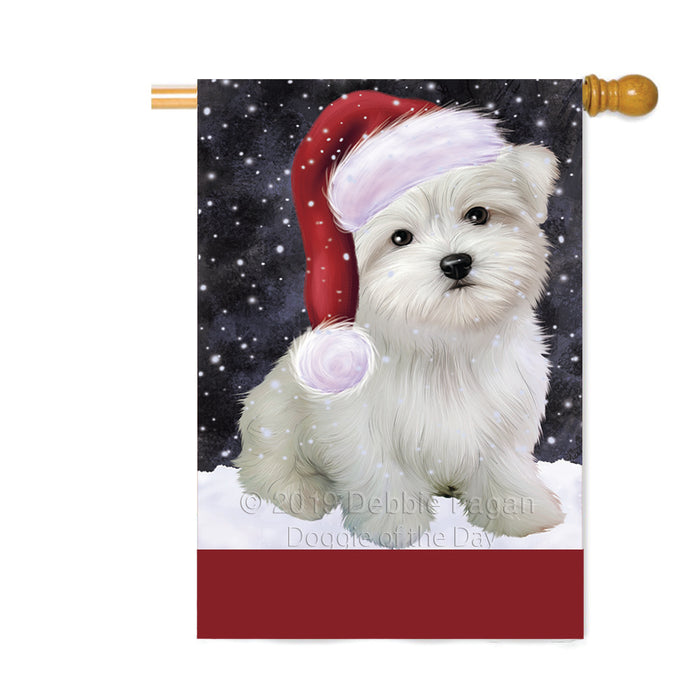Personalized Let It Snow Happy Holidays Maltese Dog Custom House Flag FLG-DOTD-A62426