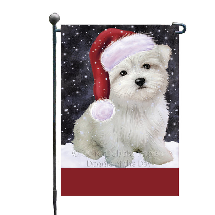 Personalized Let It Snow Happy Holidays Maltese Dog Custom Garden Flags GFLG-DOTD-A62370