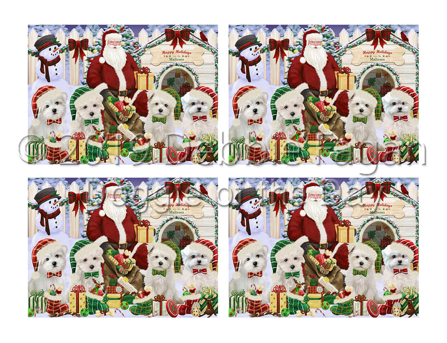 Happy Holidays Christmas Maltese Dogs House Gathering Placemat