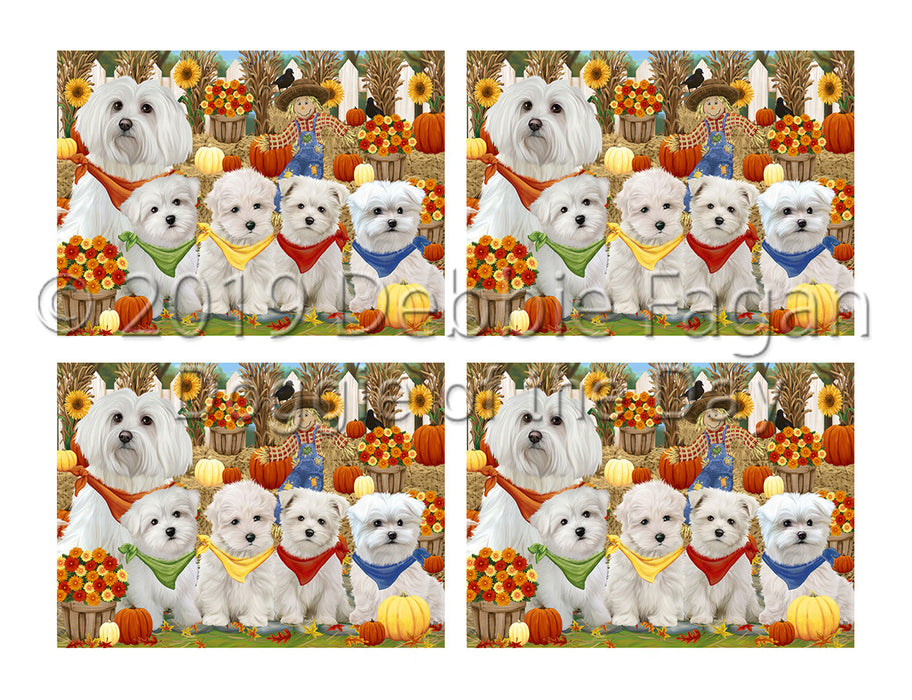Fall Festive Harvest Time Gathering Maltese Dogs Placemat