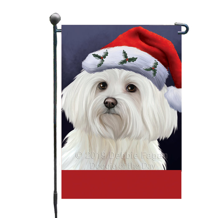 Personalized Christmas Holidays Maltese Dog Wearing Santa Hat Portrait Head Custom Garden Flags GFLG-DOTD-A59841
