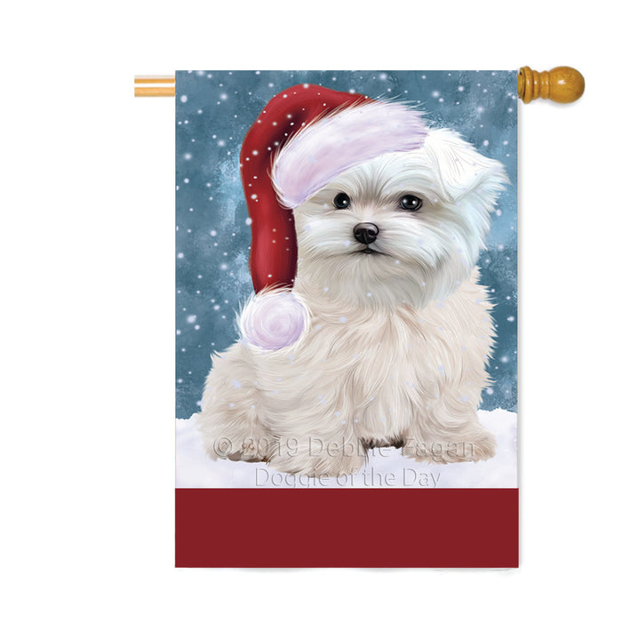 Personalized Let It Snow Happy Holidays Maltese Dog Custom House Flag FLG-DOTD-A62427