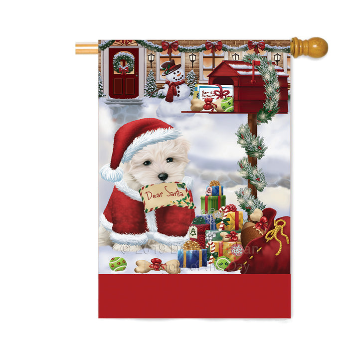 Personalized Happy Holidays Mailbox Maltese Dog Christmas Custom House Flag FLG-DOTD-A60006