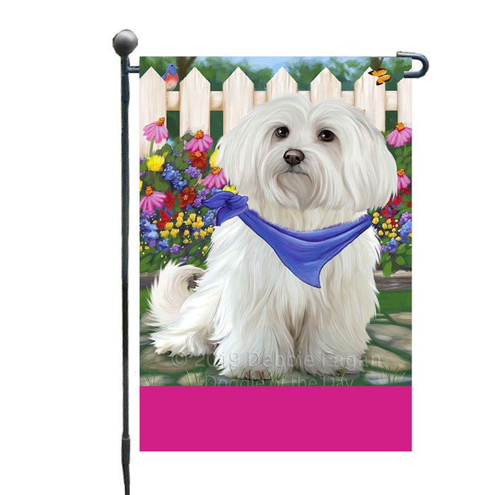 Personalized Spring Floral Maltese Dog Custom Garden Flags GFLG-DOTD-A62914