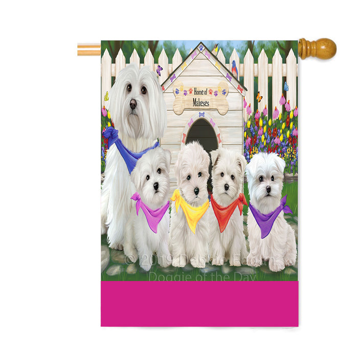 Personalized Spring Dog House Maltese Dogs Custom House Flag FLG-DOTD-A62971