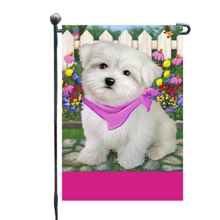 Personalized Spring Floral Maltese Dog Custom Garden Flags GFLG-DOTD-A62916