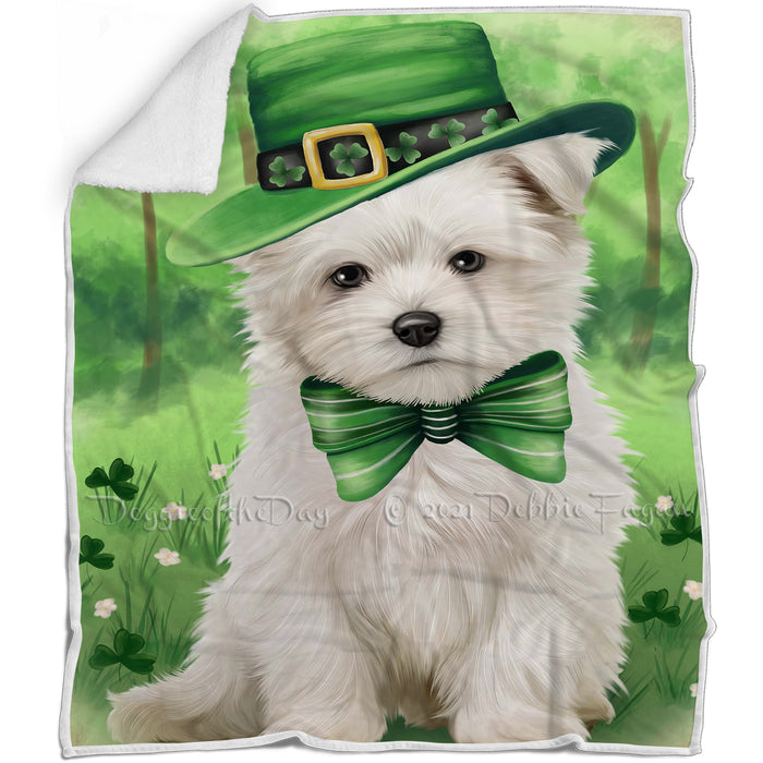 St. Patricks Day Irish Portrait Maltese Dog Blanket BLNKT55110