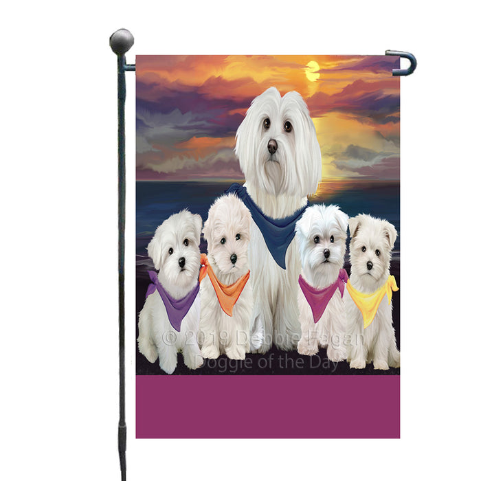 Personalized Family Sunset Portrait Maltese Dogs Custom Garden Flags GFLG-DOTD-A60613