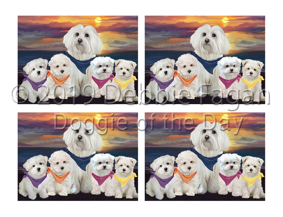 Family Sunset Portrait Maltese Dogs Placemat