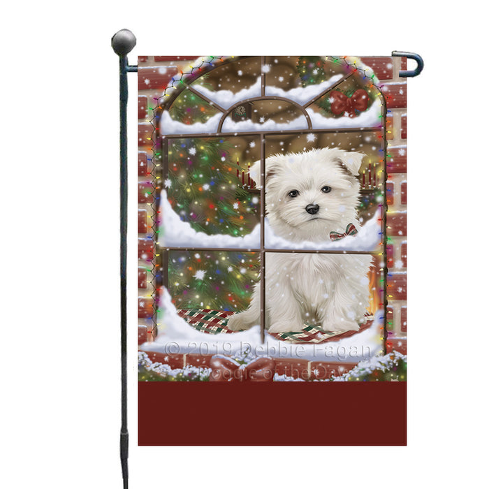 Personalized Please Come Home For Christmas Maltese Dog Sitting In Window Custom Garden Flags GFLG-DOTD-A60179
