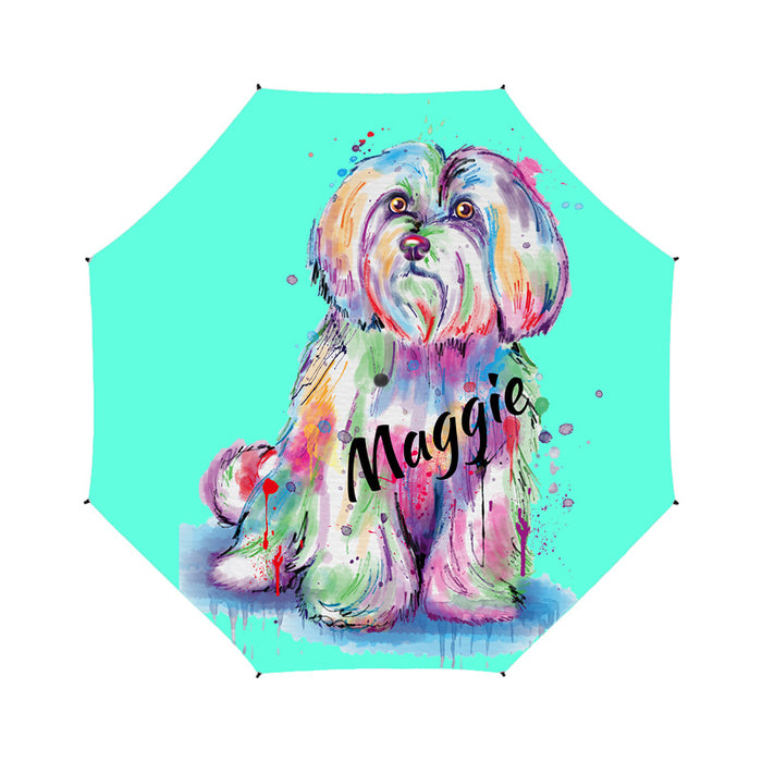 Custom Pet Name Personalized Watercolor Maltese DogSemi-Automatic Foldable Umbrella