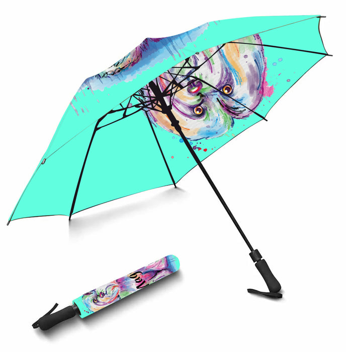 Custom Pet Name Personalized Watercolor Maltese DogSemi-Automatic Foldable Umbrella