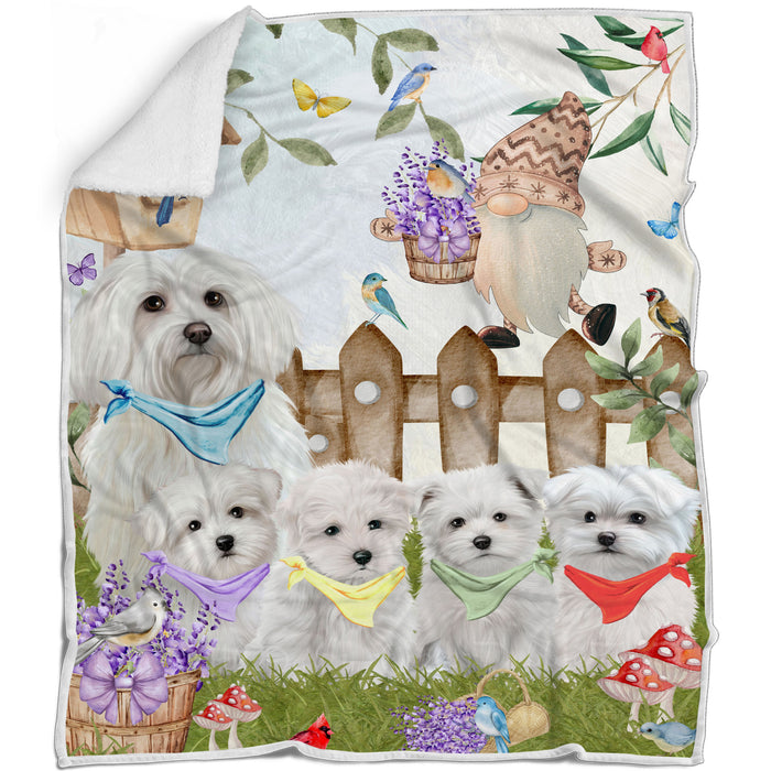 Maltese Bed Blanket, Explore a Variety of Designs, Custom, Soft and Cozy, Personalized, Throw Woven, Fleece and Sherpa, Gift for Pet and Dog Lovers