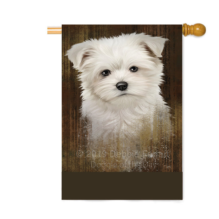 Personalized Rustic Maltese Dog Custom House Flag FLG64642