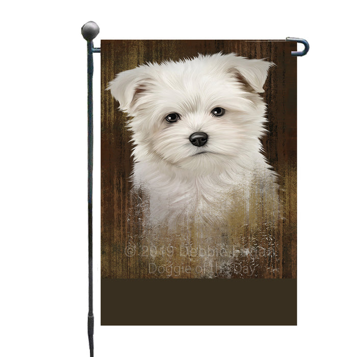Personalized Rustic Maltese Dog Custom Garden Flag GFLG63565