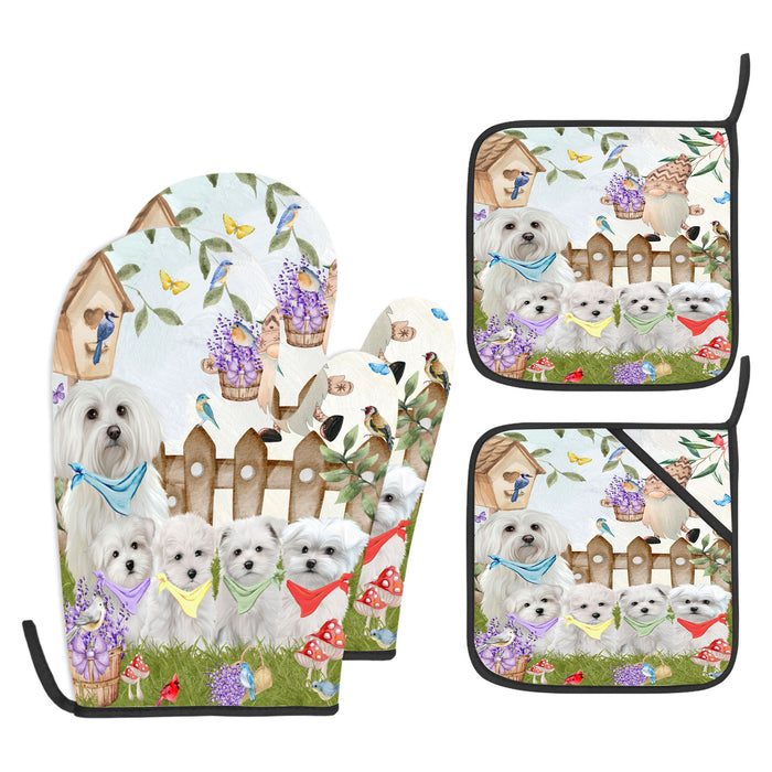 Maltese Oven Mitts and Pot Holder Set: Explore a Variety of Designs, Personalized, Potholders with Kitchen Gloves for Cooking, Custom, Halloween Gifts for Dog Mom