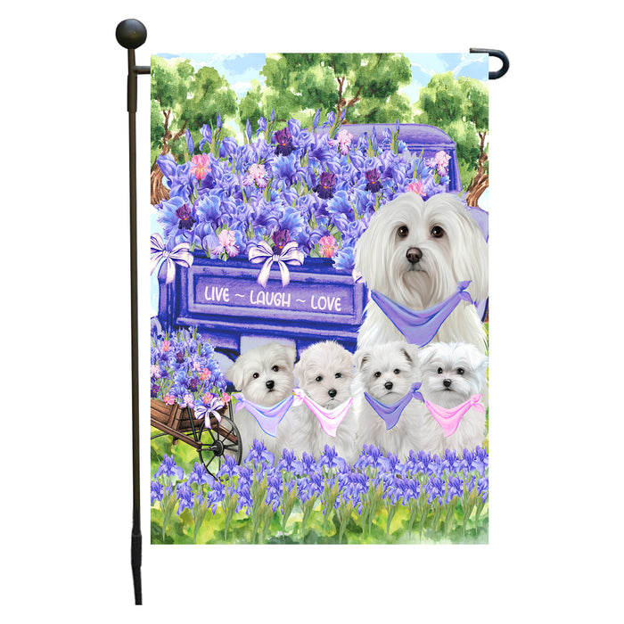 Maltese Dogs Garden Flag for Dog and Pet Lovers, Explore a Variety of Designs, Custom, Personalized, Weather Resistant, Double-Sided, Outdoor Garden Yard Decoration