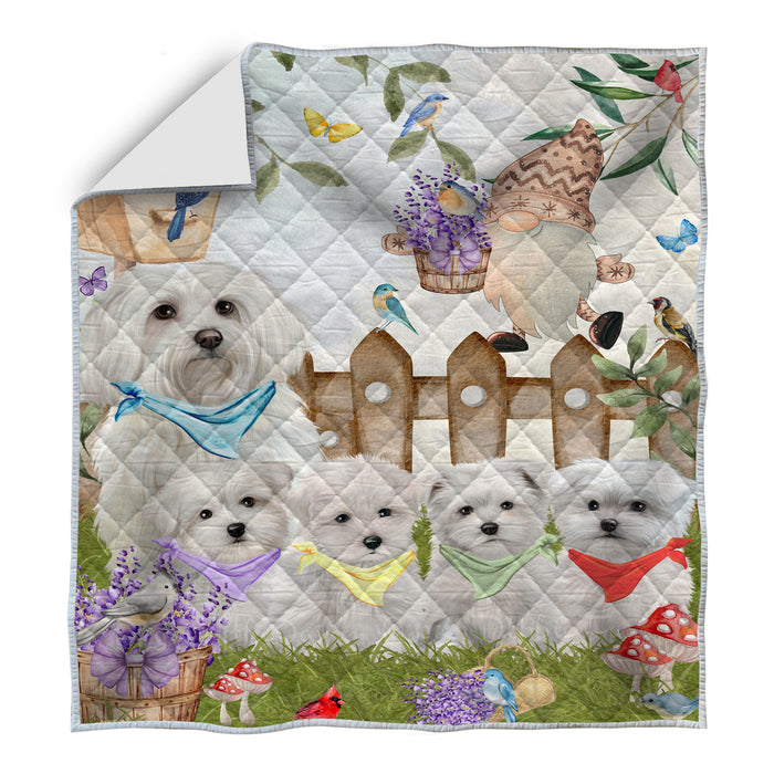 Maltese Bedspread Quilt, Bedding Coverlet Quilted, Explore a Variety of Designs, Personalized, Custom, Dog Gift for Pet Lovers