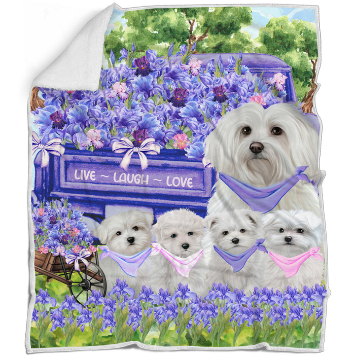Maltese Blanket: Explore a Variety of Personalized Designs, Bed Cozy Sherpa, Fleece and Woven, Custom Dog Gift for Pet Lovers