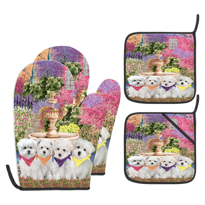 Maltese Oven Mitts and Pot Holder: Explore a Variety of Designs, Potholders with Kitchen Gloves for Cooking, Custom, Personalized, Gifts for Pet & Dog Lover