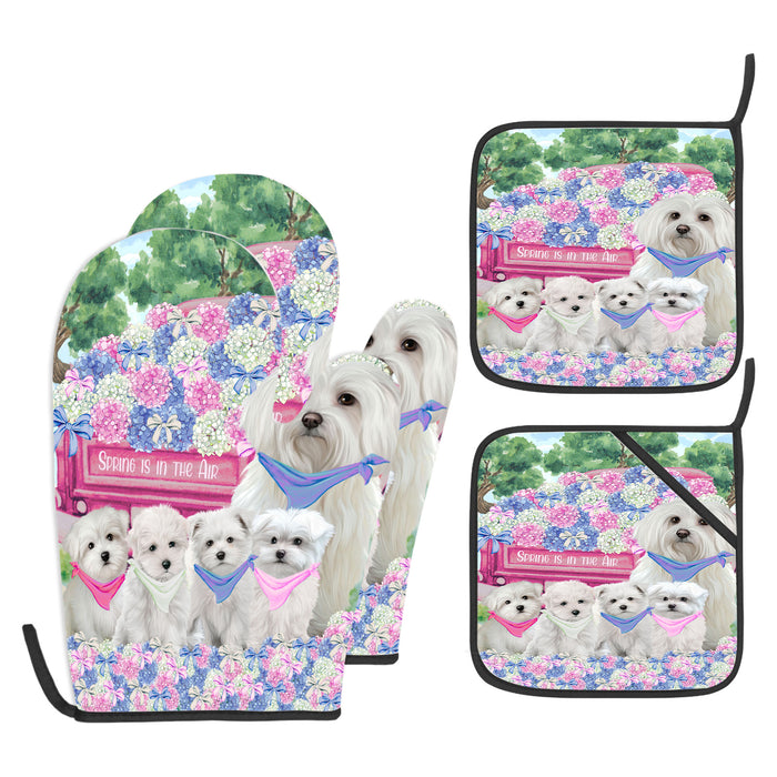 Maltese Oven Mitts and Pot Holder: Explore a Variety of Designs, Potholders with Kitchen Gloves for Cooking, Custom, Personalized, Gifts for Pet & Dog Lover
