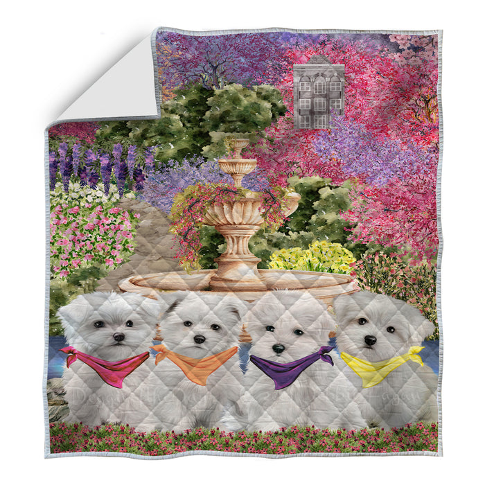 Maltese Bed Quilt, Explore a Variety of Designs, Personalized, Custom, Bedding Coverlet Quilted, Pet and Dog Lovers Gift