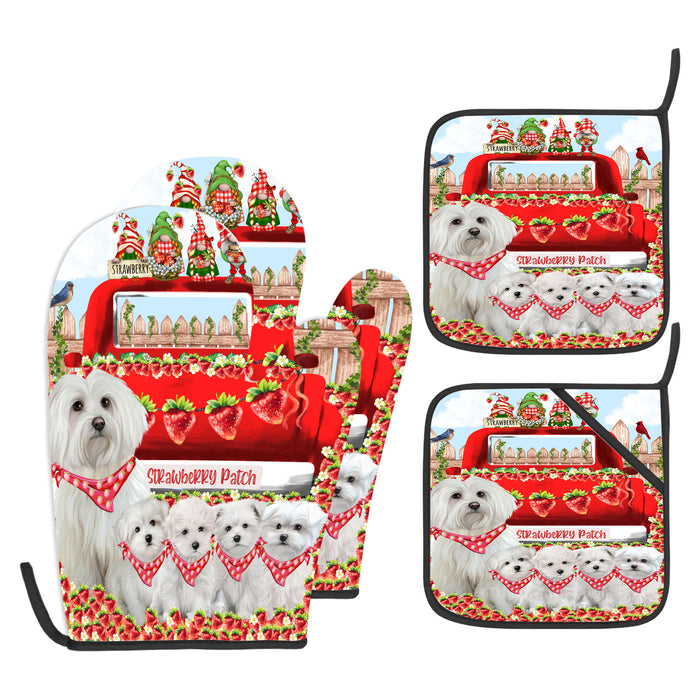 Maltese Oven Mitts and Pot Holder Set: Explore a Variety of Designs, Custom, Personalized, Kitchen Gloves for Cooking with Potholders, Gift for Dog Lovers