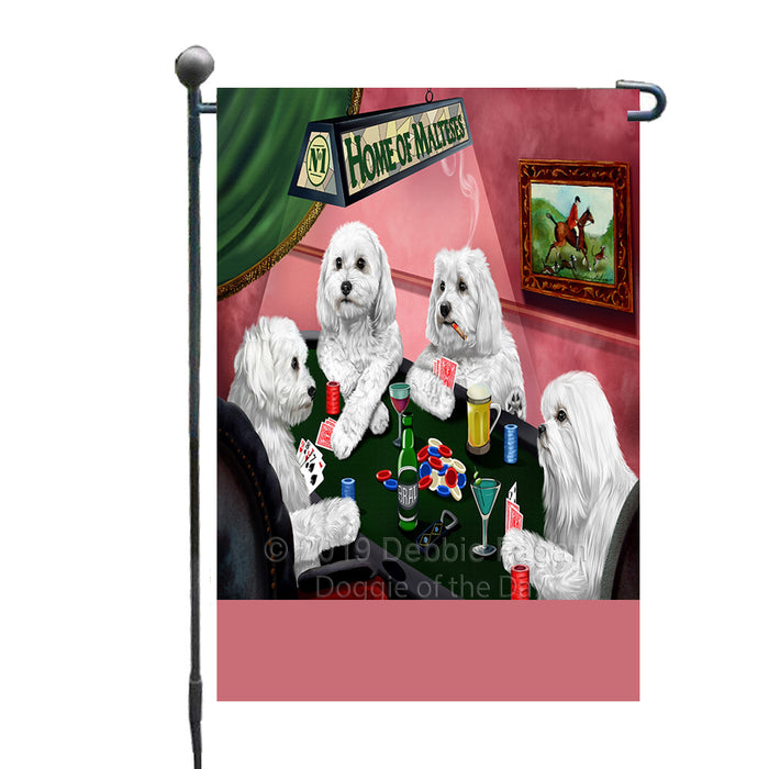 Personalized Home of Maltese Dogs Four Dogs Playing Poker Custom Garden Flags GFLG-DOTD-A60282