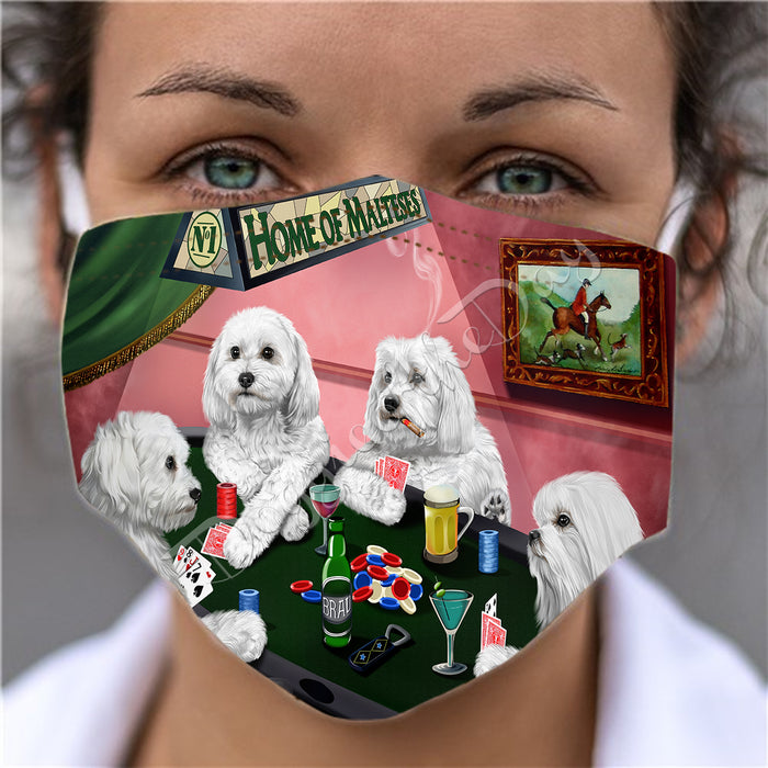 Home of Maltese Dogs Playing Poker Face Mask FM49806