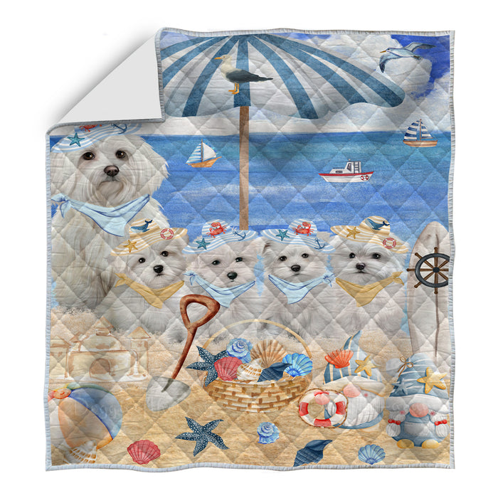Maltese Bedding Quilt, Bedspread Coverlet Quilted, Explore a Variety of Designs, Custom, Personalized, Pet Gift for Dog Lovers