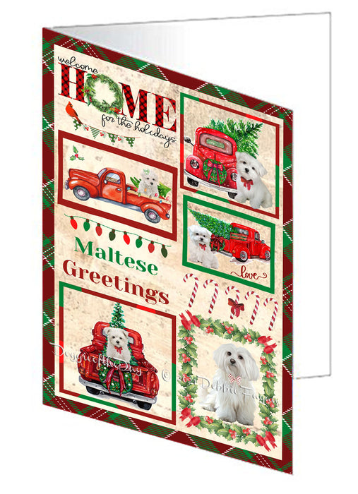 Welcome Home for Christmas Holidays Maltese Dogs Handmade Artwork Assorted Pets Greeting Cards and Note Cards with Envelopes for All Occasions and Holiday Seasons GCD76220