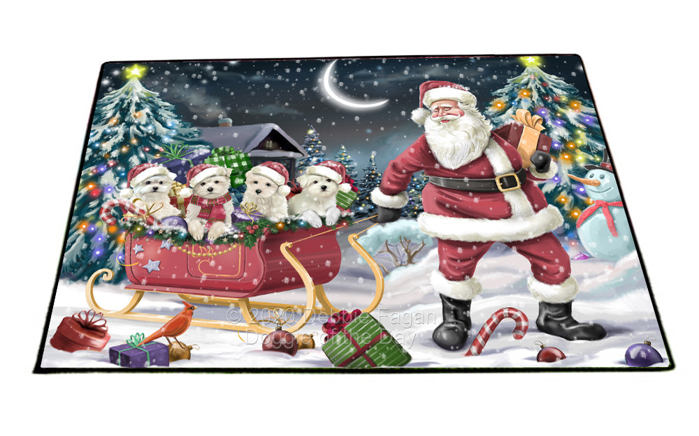Christmas Santa Sled Maltese Dogs Floormat FLMS55807