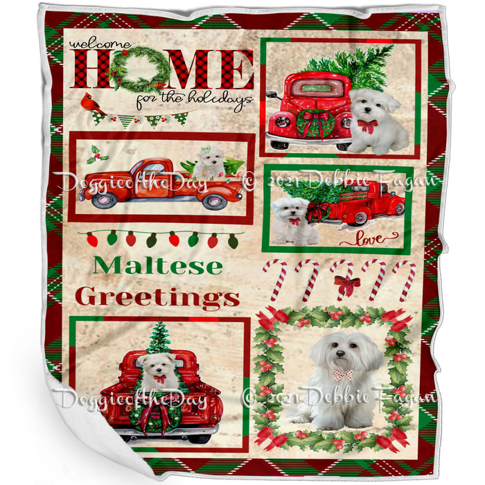 Welcome Home for Christmas Holidays Maltese Dogs Blanket BLNKT72051