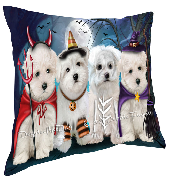 Happy Halloween Trick or Treat Maltese Dogs Pillow with Top Quality High-Resolution Images - Ultra Soft Pet Pillows for Sleeping - Reversible & Comfort - Ideal Gift for Dog Lover - Cushion for Sofa Couch Bed - 100% Polyester, PILA88534