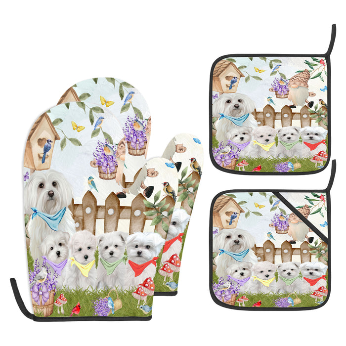 Maltese Oven Mitts and Pot Holder Set: Explore a Variety of Designs, Custom, Personalized, Kitchen Gloves for Cooking with Potholders, Gift for Dog Lovers