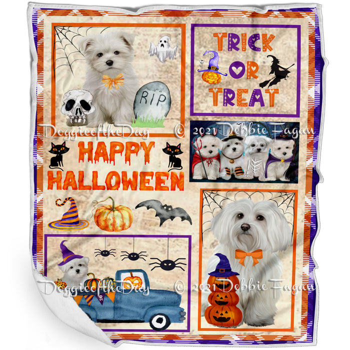 Happy Halloween Trick or Treat Maltese Dogs Blanket BLNKT143763