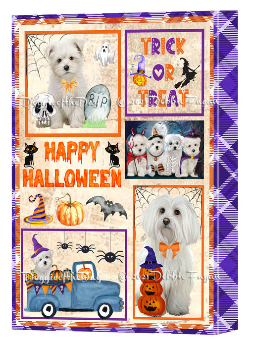 Happy Halloween Trick or Treat Maltese Dogs Canvas Wall Art Decor - Premium Quality Canvas Wall Art for Living Room Bedroom Home Office Decor Ready to Hang CVS150650