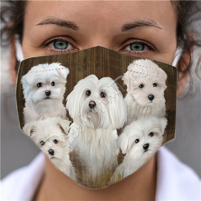 Rustic Maltese Dogs Face Mask FM50070