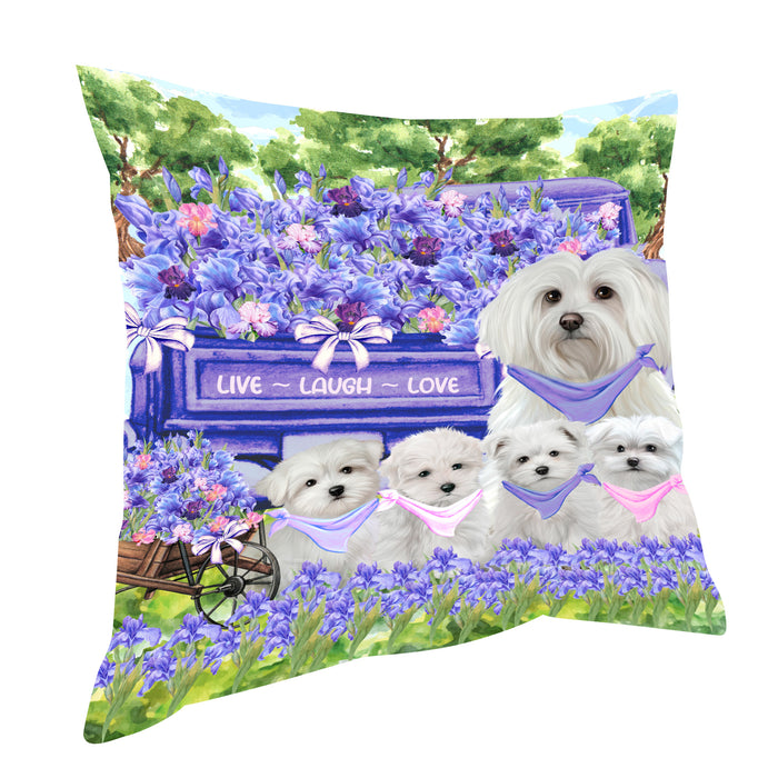 Maltese Pillow, Cushion Throw Pillows for Sofa Couch Bed, Explore a Variety of Designs, Custom, Personalized, Dog and Pet Lovers Gift
