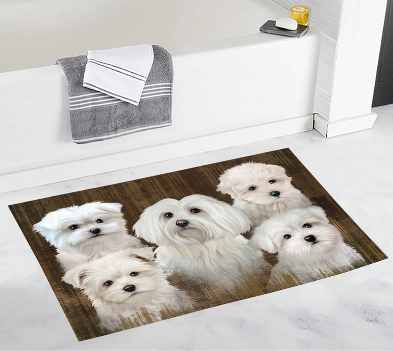Rustic Maltese Dogs Bath Mat