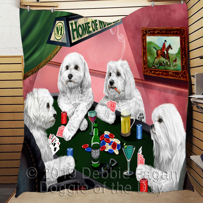 Home of  Maltese Dogs Playing Poker Quilt