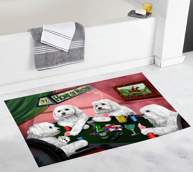 Home of  Maltese Dogs Playing Poker Bath Mat
