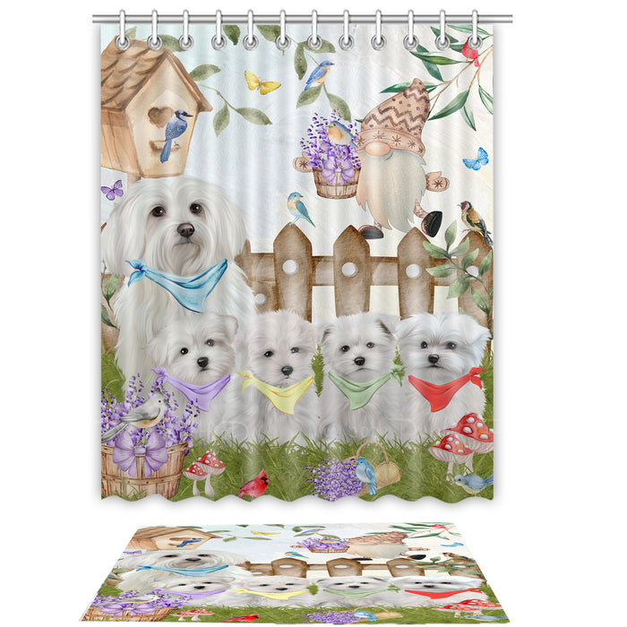 Maltese Shower Curtain with Bath Mat Combo: Curtains with hooks and Rug Set Bathroom Decor, Custom, Explore a Variety of Designs, Personalized, Pet Gift for Dog Lovers