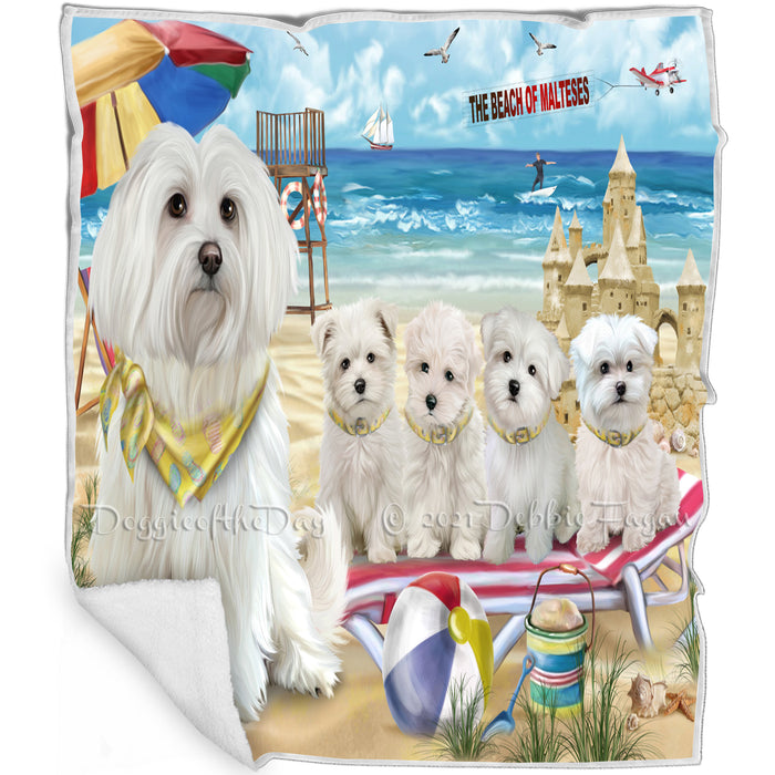 Pet Friendly Beach Malteses Dog Blanket BLNKT66081
