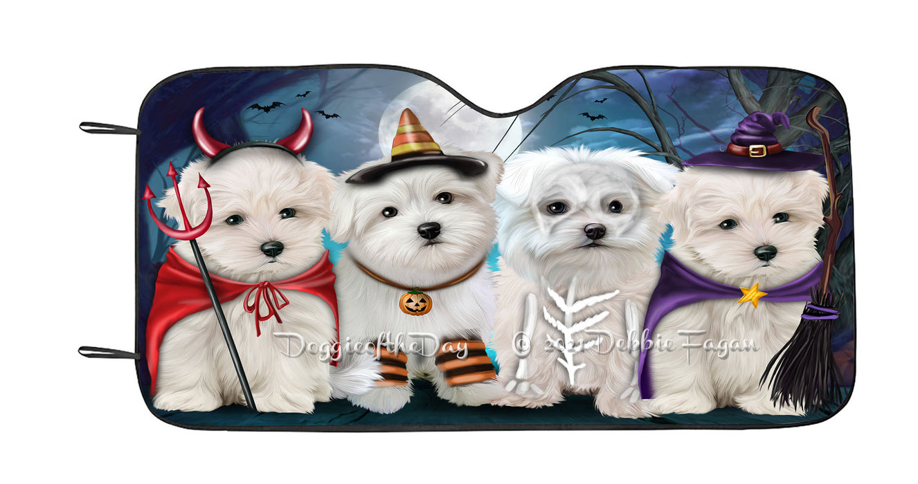 Happy Halloween Trick or Treat Maltese Dogs Car Sun Shade Cover Curtain
